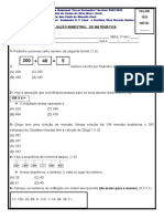 Avaliação bimestral de matemática do Educandário Municipal Oscar Bernardes