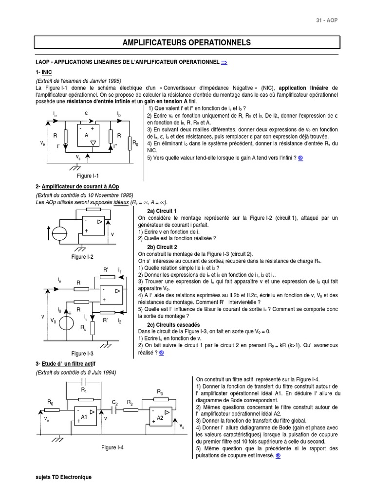 Applications des AOP en électronique | PDF | Amplificateur opérationnel ...