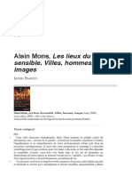 Alain Mons, Les Lieux Du Sensible. Villes, Hommes, Images