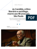 Antonio Candido, crítico literário e sociólogo, morre aos 98 anos em São Paulo | São Paulo | G1