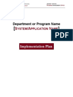 Department or Program Name: Implementation Plan