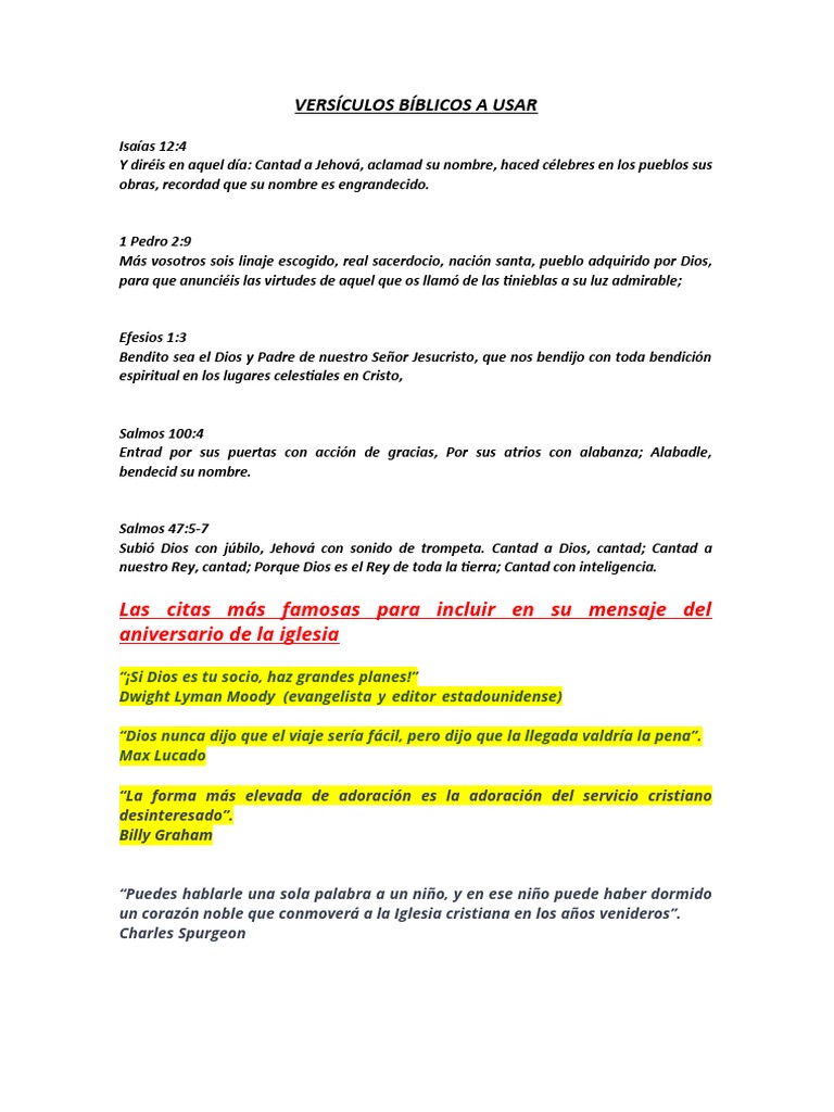 Versículos y Frases para Aniversario de Iglesia............ II | PDF, image size:768x1024