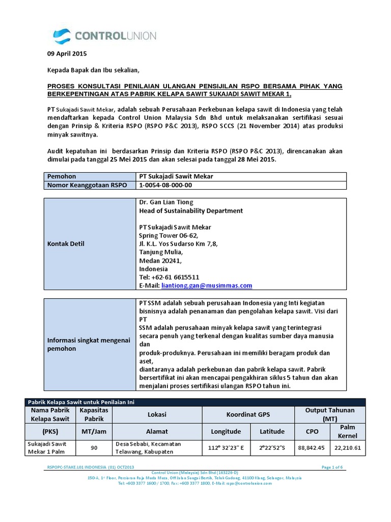Konsultasi Sertifikasi RSPO Sukajadi | PDF