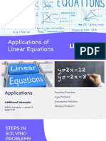 Applications of Linear Equations: Lesson 2