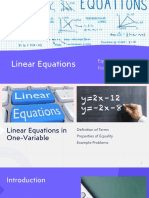 Linear Equations: Equations of First-Degree
