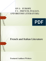 Lesson 1: Europe (Part 1 - French, Italian, and British Literature)