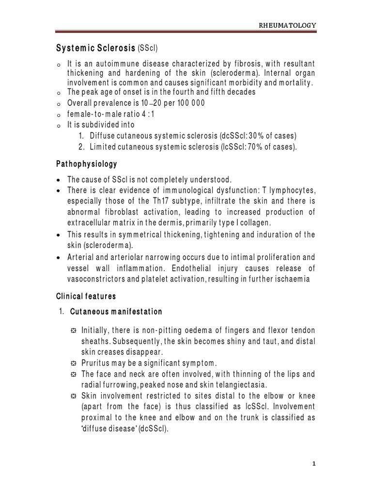 Systemic Sclerosis (SSCL) | PDF | Epidemiology | Medicine