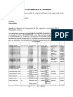 Carta de Experiencia de La Empresa JL