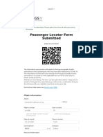 Passenger Locator Form Submitted: The Form Was Submitted. Please Print It and Have It With You During The Travel