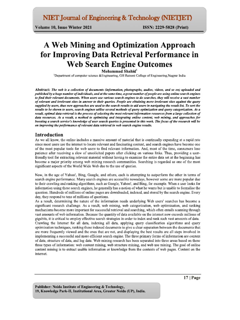 A Web Mining and Optimization Approach For Improving Data Retrieval ...