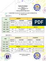 Limited Face To Face Schedule