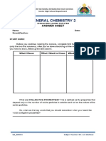 General Chemistry 2: Answer Sheet
