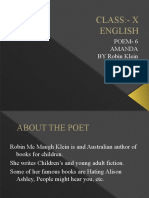 Class:-X English: Poem - 6 Amanda BY Robin Klein