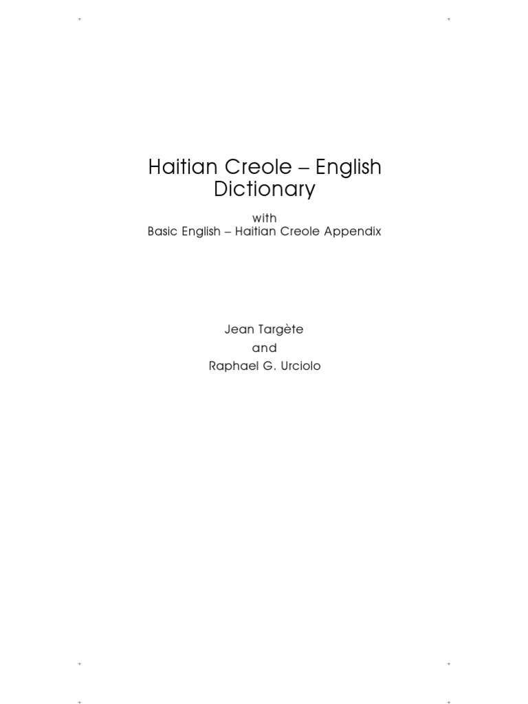 Hatian Creole English Dictionary 2nd Printing PDF Adjective Pronoun