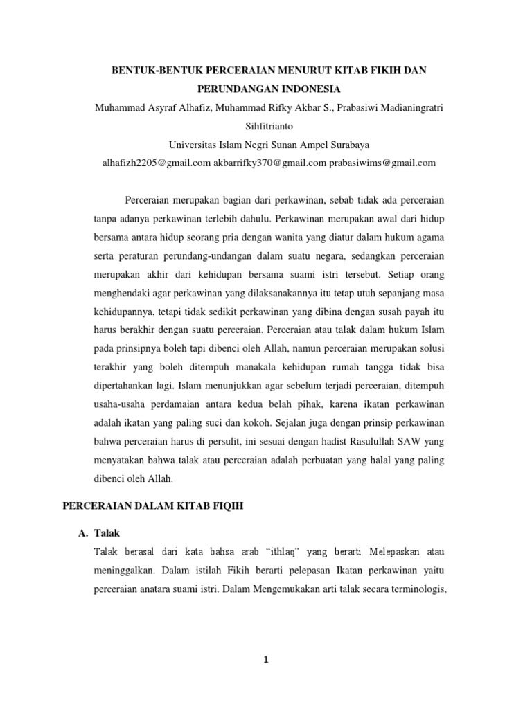 Bentuk-Bentuk Perceraian Khi | PDF | Hukum | Agama & Spiritualitas