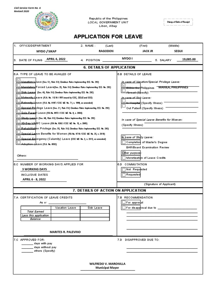 Civil Service Leave Application Form | PDF | Surgery | Parental Leave