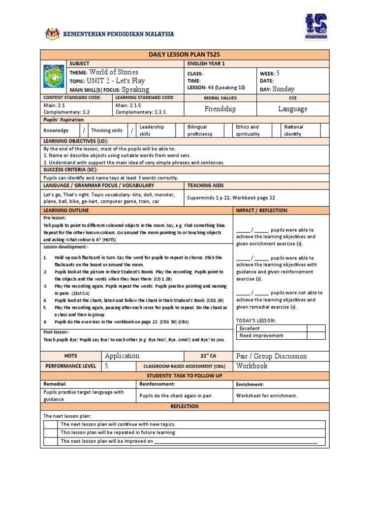 BI Y1 LP TS25 (Unit 2 LP 48-78) | PDF | Lesson Plan | Multilingualism