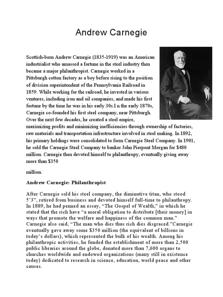 Andrew Carnegie Philanthropist Or Exploiter The Workers Tell All - f1y3a3p