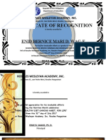 Certificate of Recognition: Enid Bernice Mari D. Wag-E