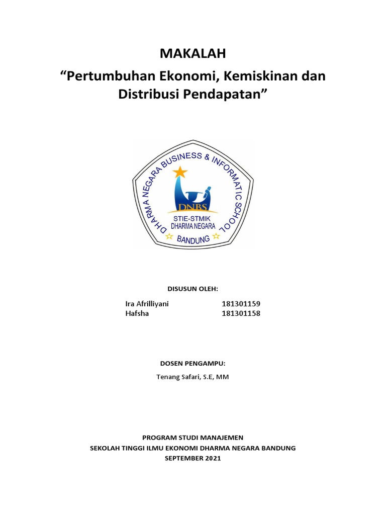  makalah pertumbuhan ekonomi kemiskinan dan distribusi pendapatan pdf