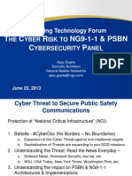 T C R NG9-1-1 & PSBN C P: Emerging Technology Forum HE Yber ISK TO Ybersecurity Anel