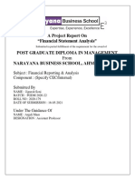 A Project Report On "Financial Statement Analysis" Post Graduate Diploma in Management Narayana Business School, Ahmedabad