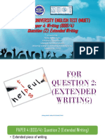 Malaysian University English Test (Muet) : Paper 4: Writing (800/4) Question (2) : Extended Writing