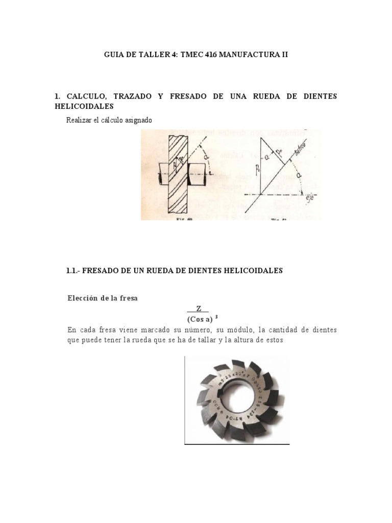 Guía Paso A Paso Para El Fresado De Una Rueda Helicoidal Pdf