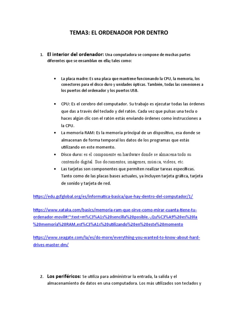 Tema3 y 4 | PDF | Hardware de la computadora | Almacenamiento de datos ...
