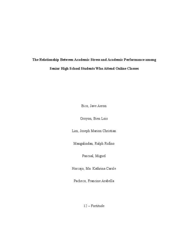 The Relationship Between Academic Stress and Academic Performance Among ...