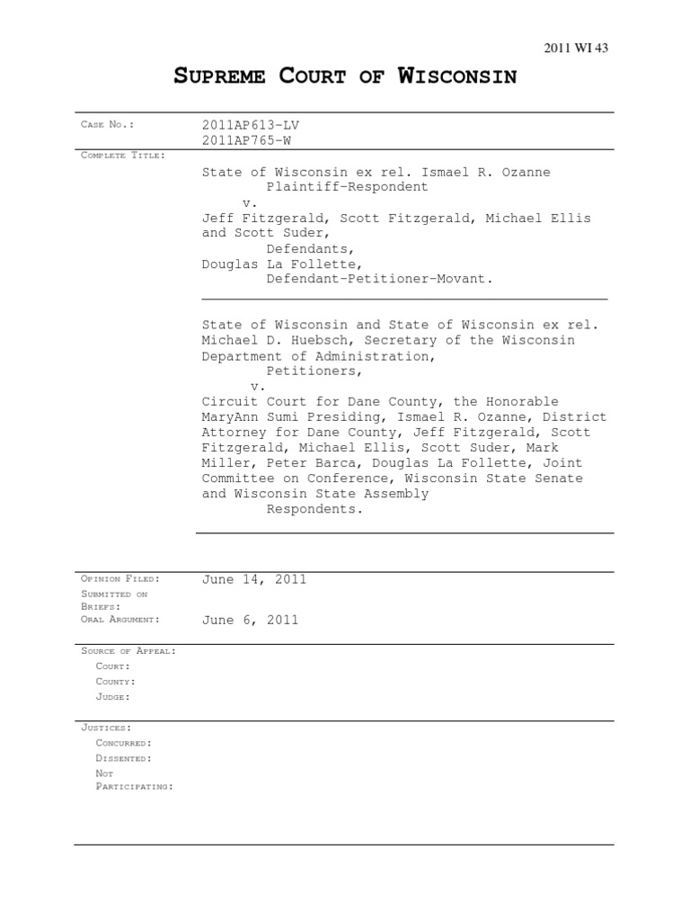 Wisconsin Supreme Court On Act 10 061411 | PDF | United States Senate ...