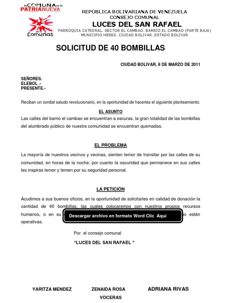 Solicitud de Bombillas para Alumbrado Público | PDF