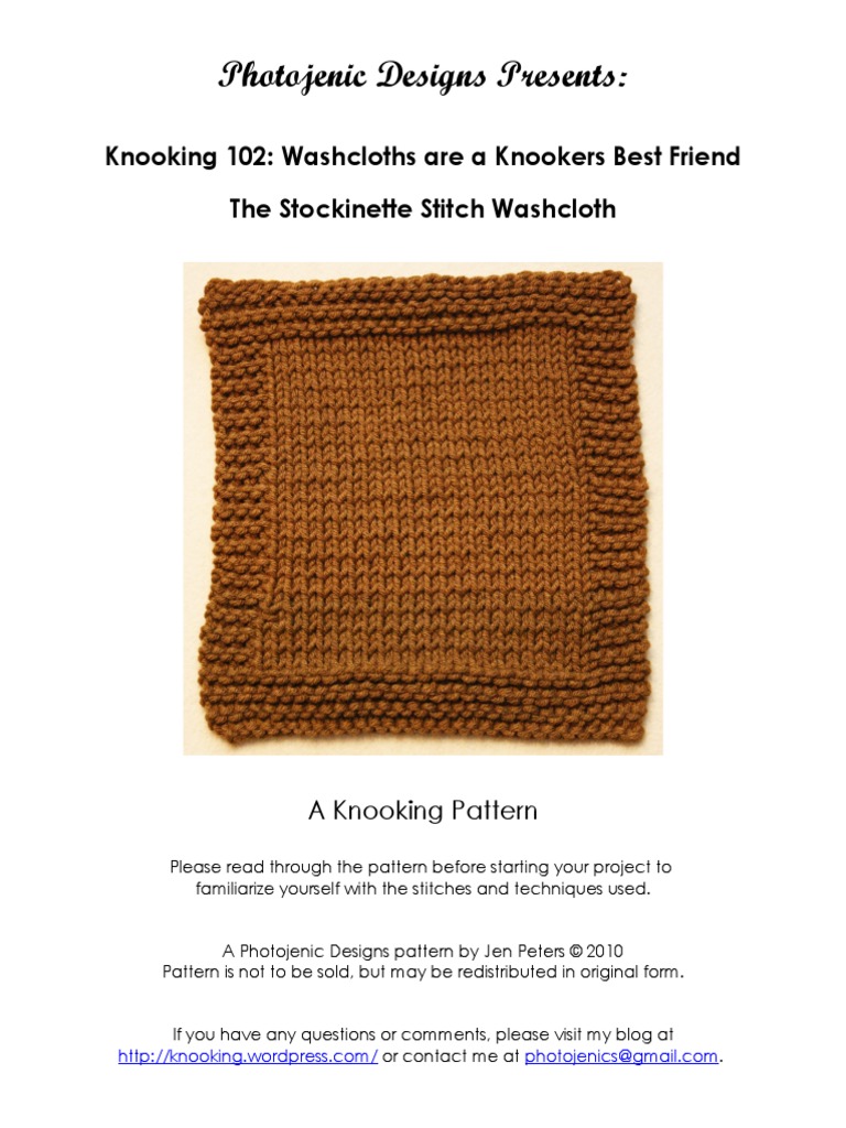 Knook Washcloth Knit Design | PDF | Knitting | Crochet