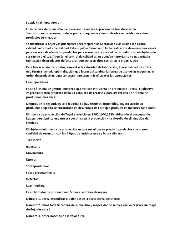 Optimización en la Cadena de Suministro | PDF | Lean Manufacturing ...