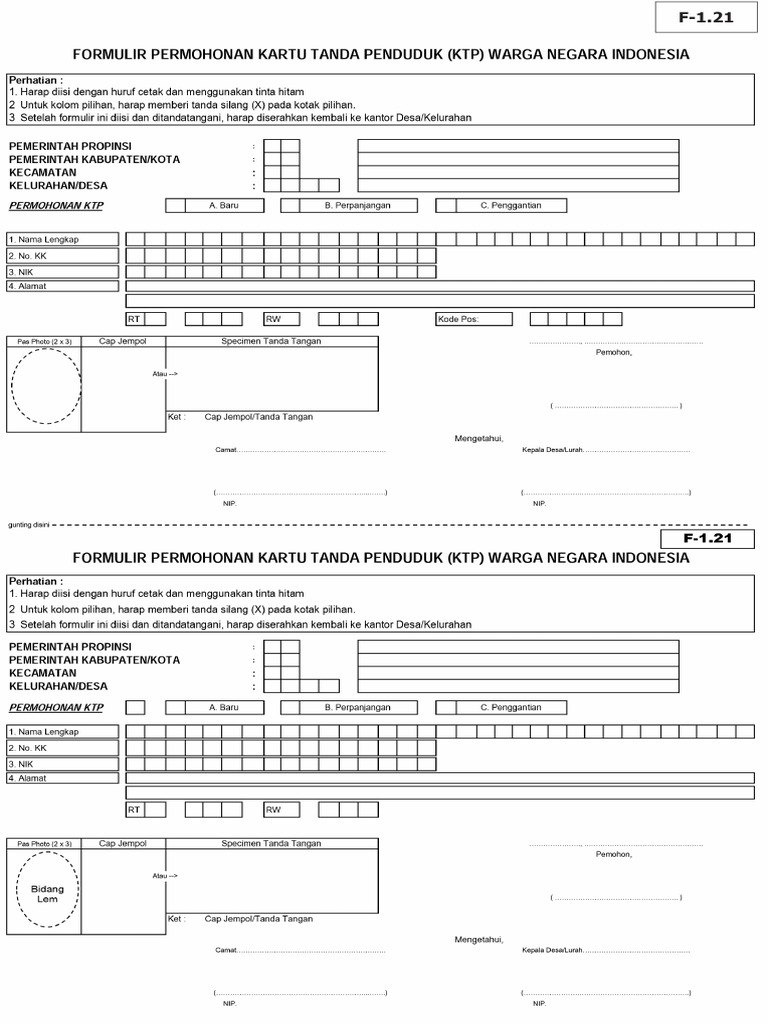 f1 - 21 Form KTP | PDF