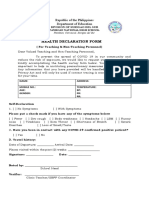 Health Declaration Form: Republic of The Philippines Department of Education