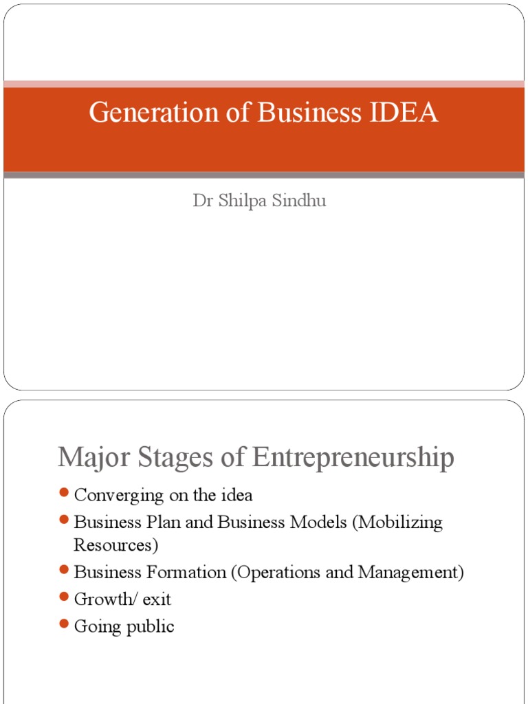 1.2 Generation of Business Idea | PDF | Brainstorming | Business