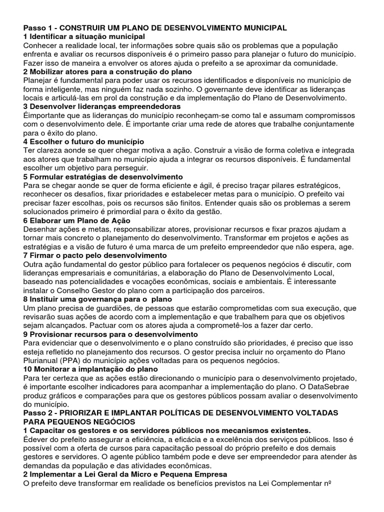 Construção do Plano de Desenvolvimento Municipal | PDF ...