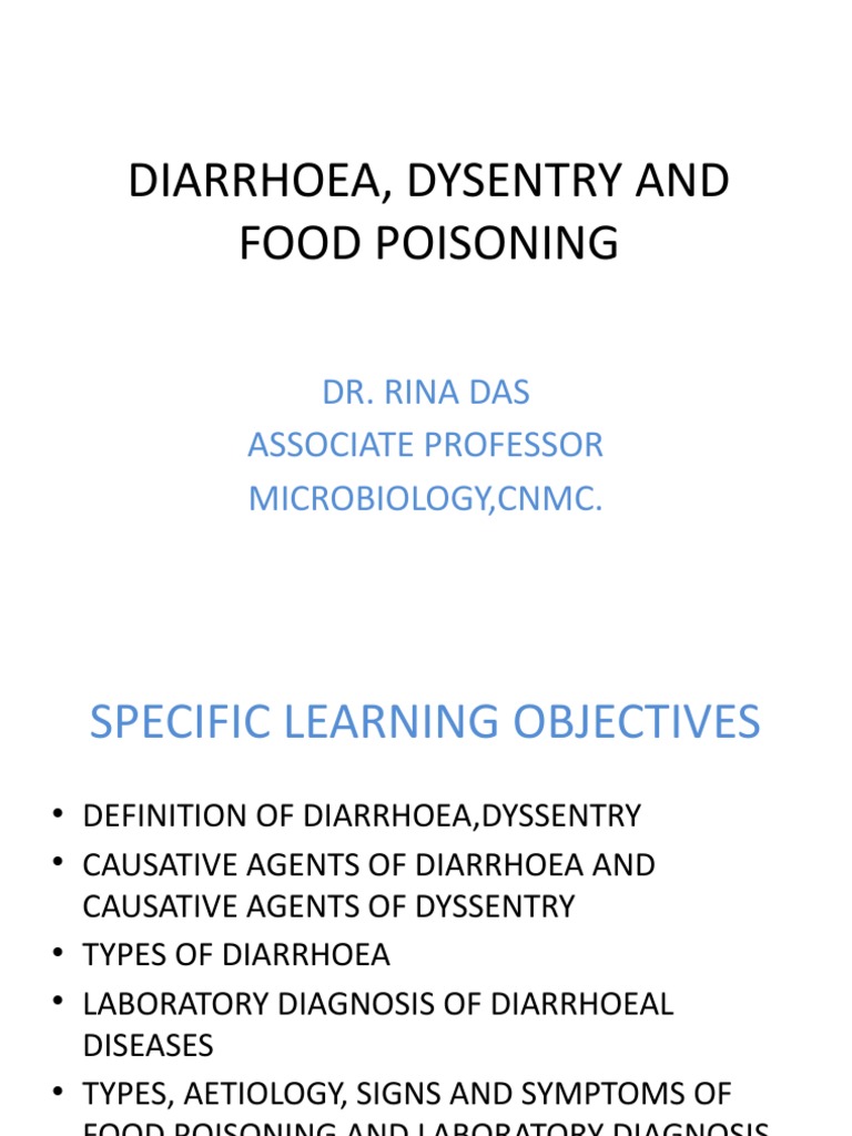 Dirrhoea Dysentery & Food Poisoning PDF Diarrhea Epidemiology