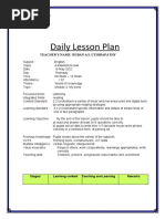 Daily Lesson Plan: Teacher'S Name: Ruban A/L Uthirapathy