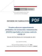 Informe de Los ESAVI Vacunas COVID 19 Al 31.12.21