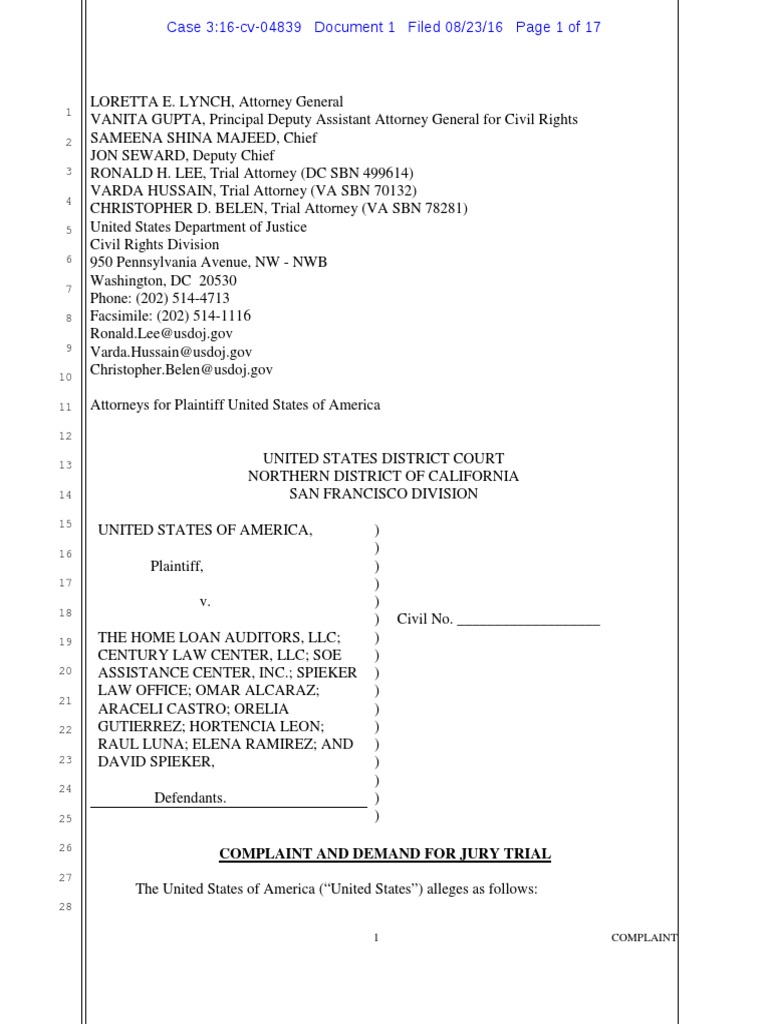 Complaint and Demand For Jury Trial | PDF | Foreclosure | Mortgage Loan