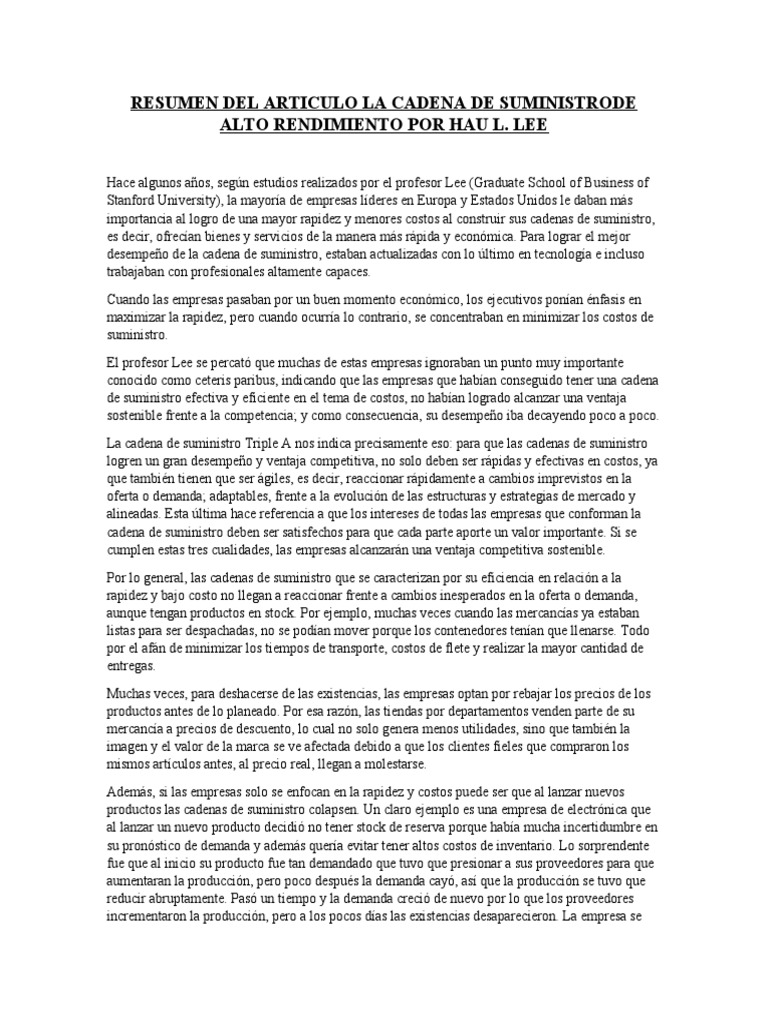 Cadena de Suministro Triple A por Hau | PDF | Concesionario de coches ...
