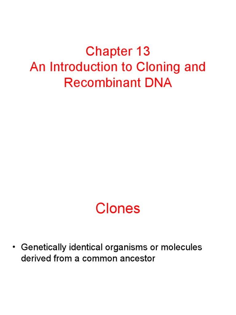 An Introduction To Cloning and Recombinant DNA | PDF | Cloning | Plasmid