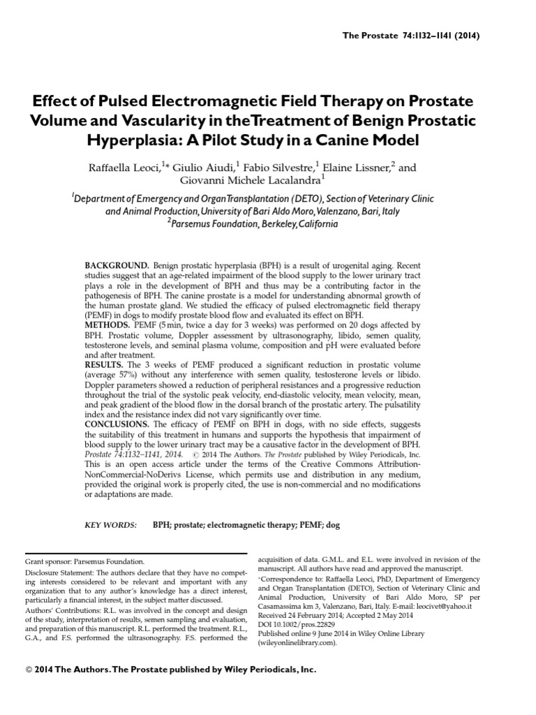 Effect of Pulsed Field Therapy On Prostate Volume and