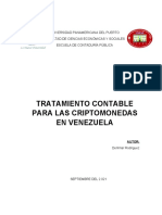 Tratamiento contable criptomonedas Venezuela