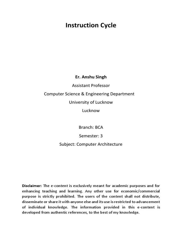 Instruction Cycle | PDF | Computer Architecture | Computing