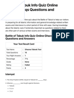 Battle of Tabuk Info Quiz Online Ghazwa Mcqs Questions and Answers