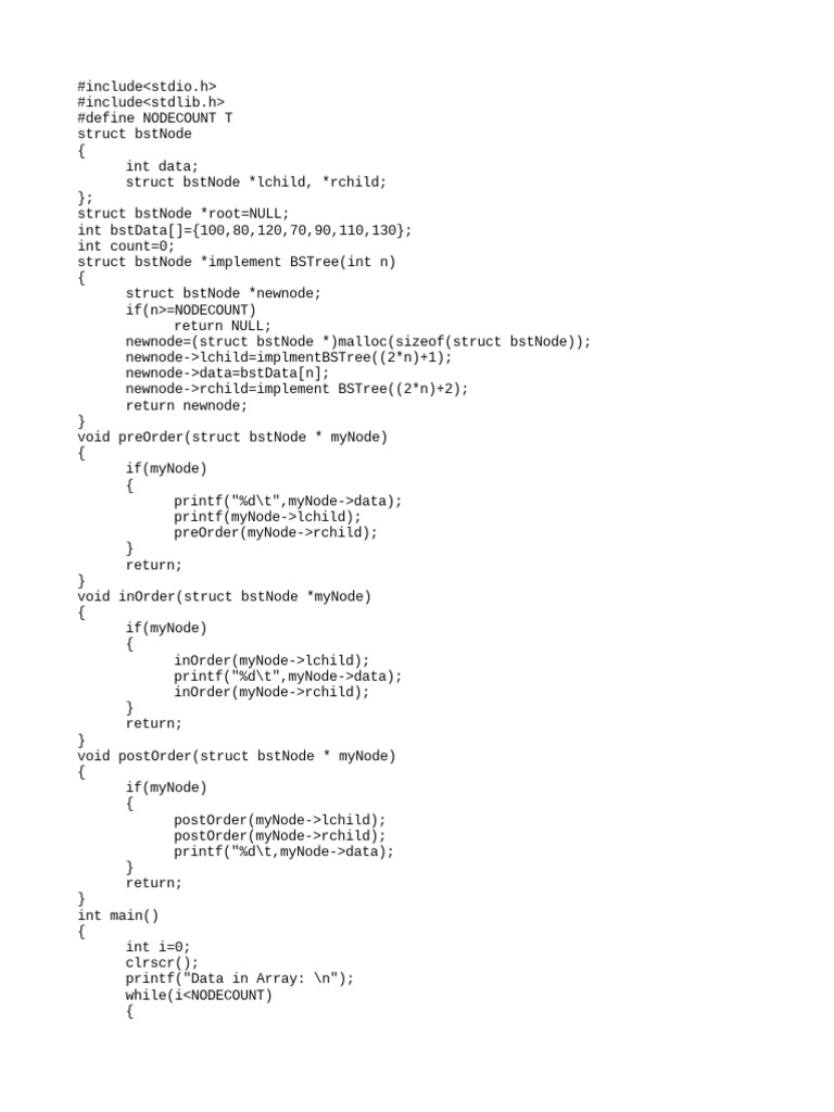 Implementing a Binary Search Tree in C | PDF | Computers