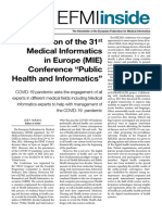 Inside: On Occasion of The 31 Medical Informatics in Europe (MIE) Conference "Public Health and Informatics"